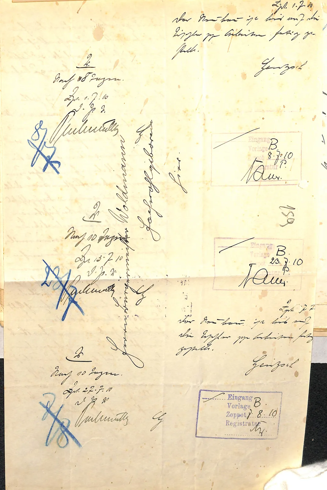 Skan: Notatka nadzoru: stan budowy w lipcu 1910 (stolarka)