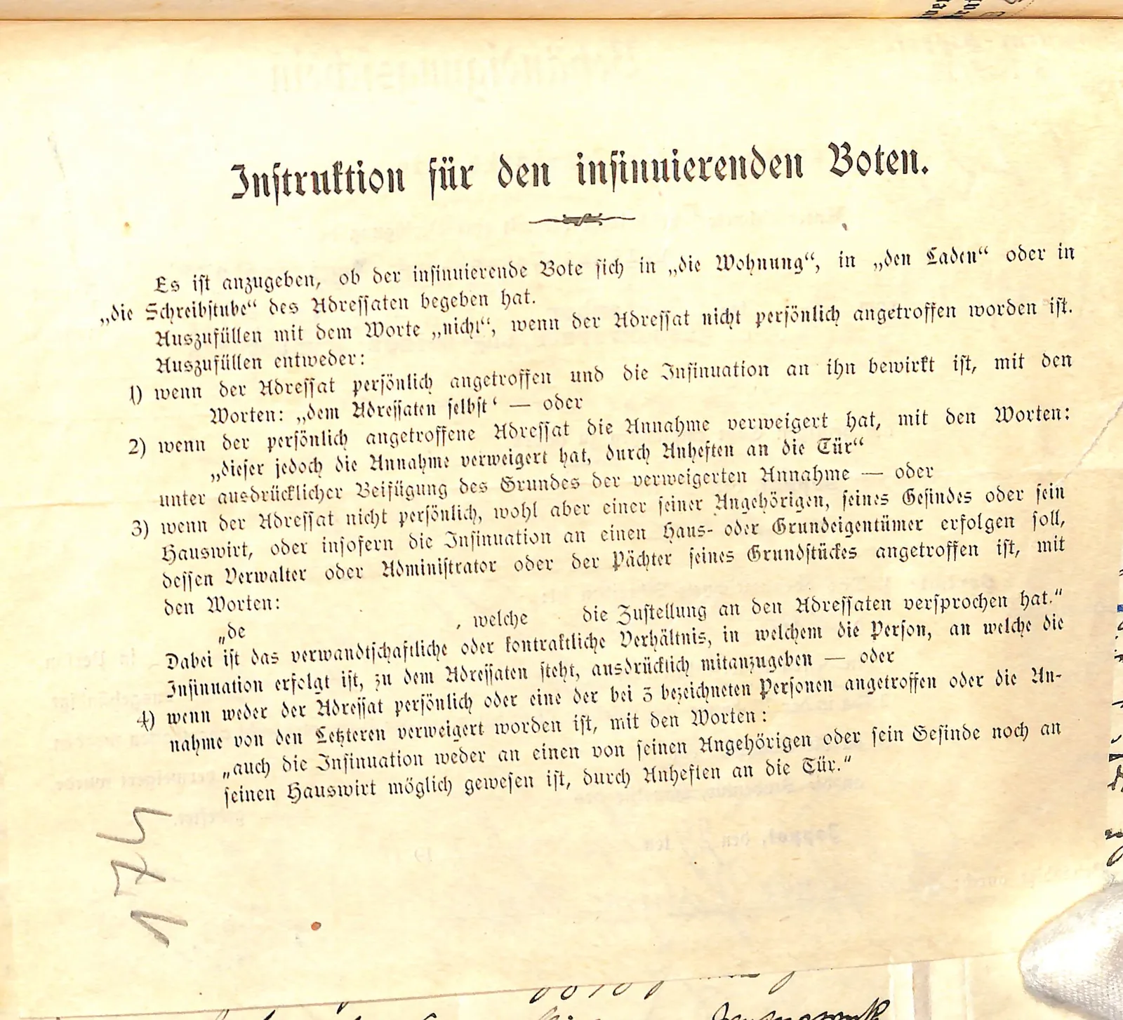 Skan: Drukowana instrukcja dla posłańca (odwrocie karty 173)