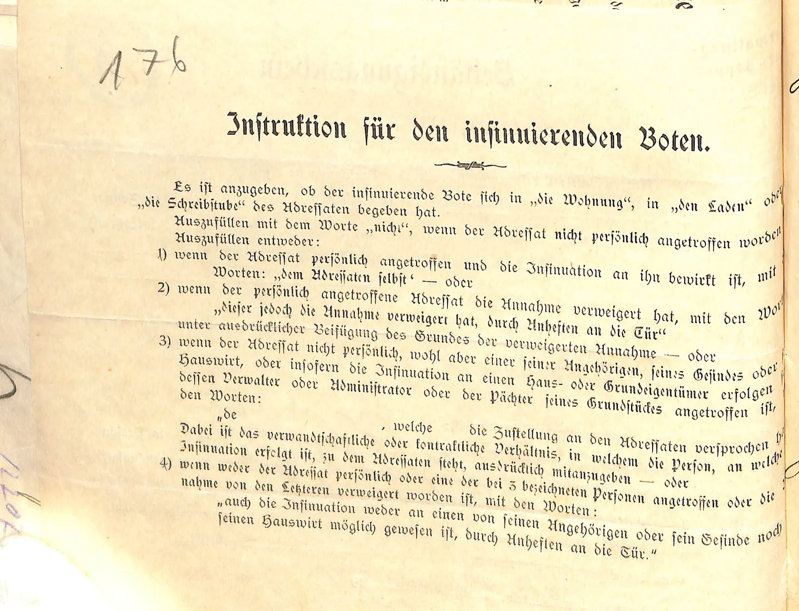 Skan: Drukowana instrukcja dla posłańca (odwrocie karty 175)