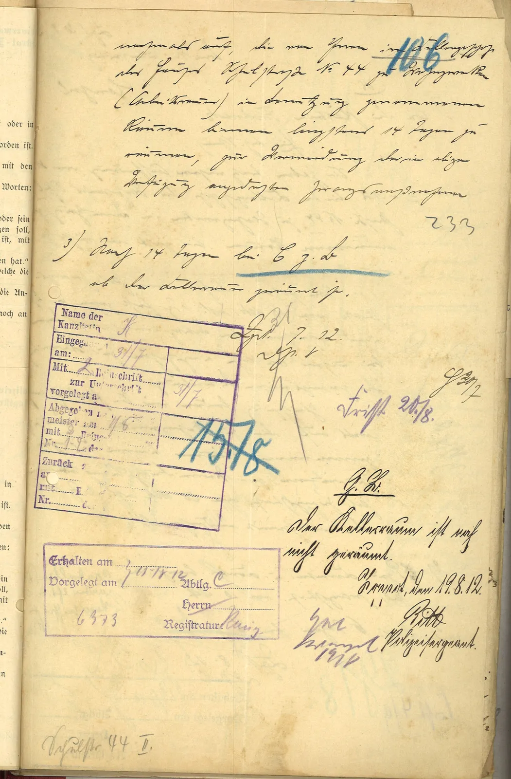 Skan: Raport: piwnica Frohwerk wciąż nieopróżniona (19 VIII 1912)