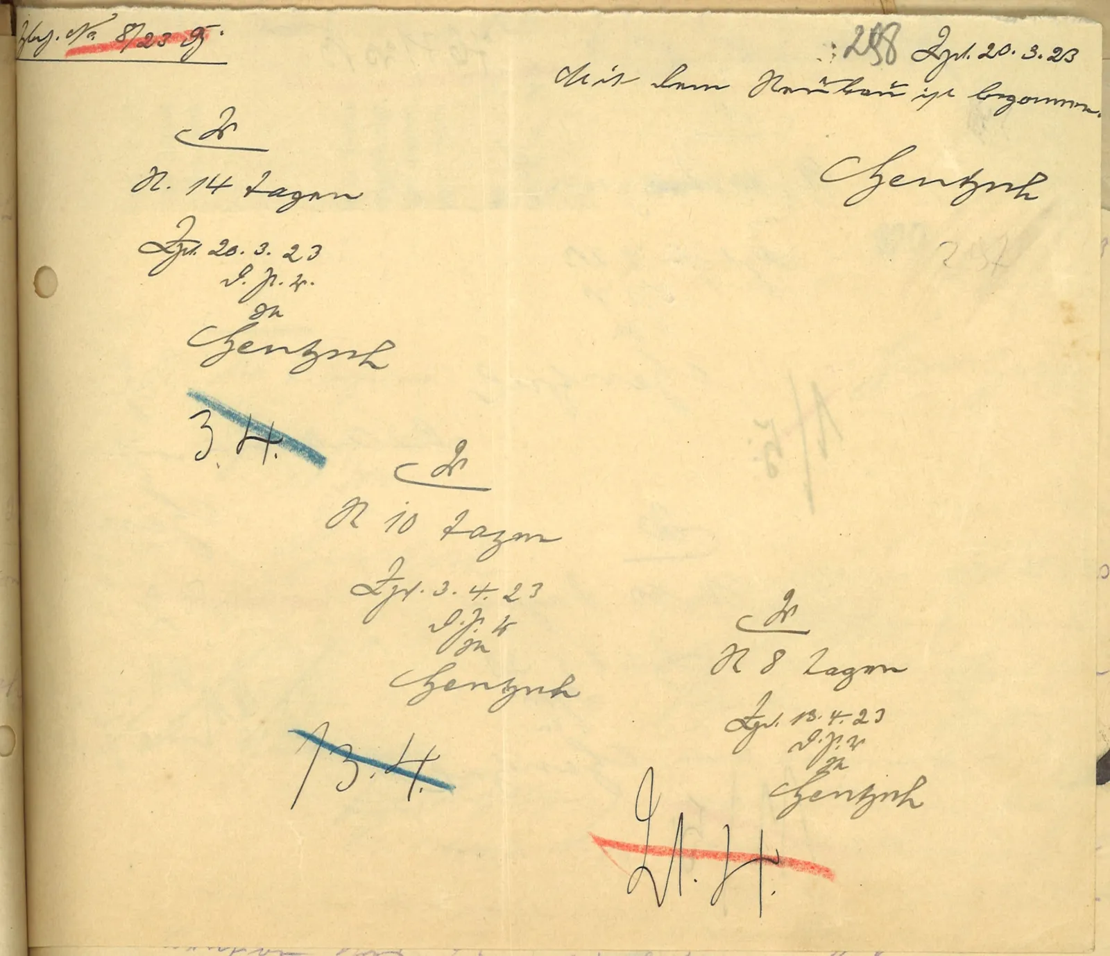 Skan: Arkusz dekretacyjny nadzoru budowlanego (grudzień 1922 – kwiecień 1923) — ujęcie 2 z 2