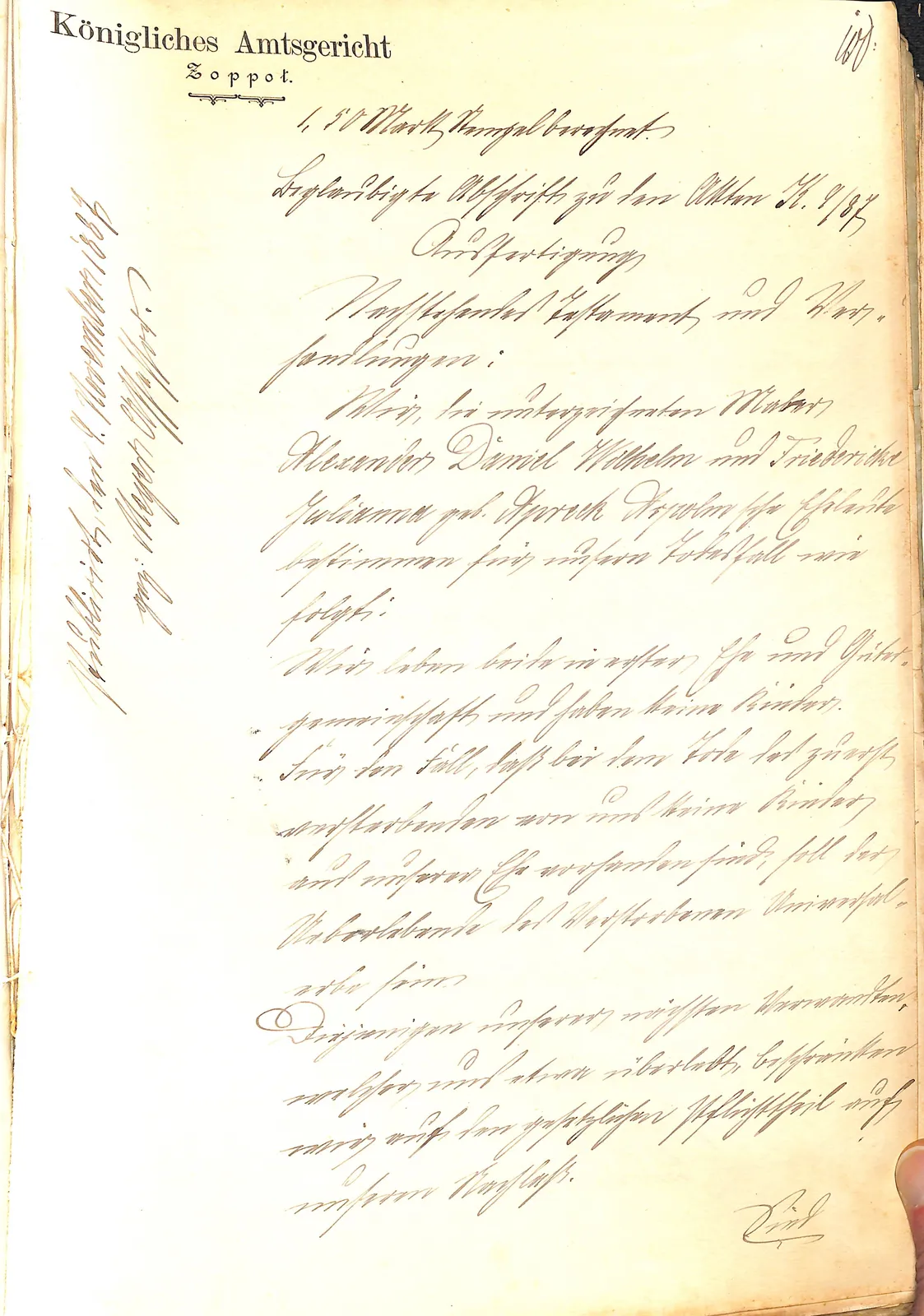 Skan: Uwierzytelniony odpis testamentu wzajemnego małżonków Aspolm (1864) — ujęcie 1 z 10