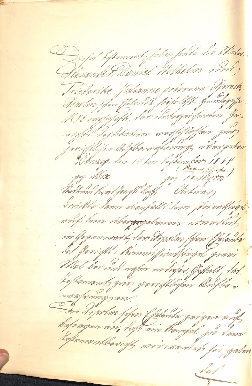 Skan: Uwierzytelniony odpis testamentu wzajemnego małżonków Aspolm (1864) — ujęcie 6 z 10