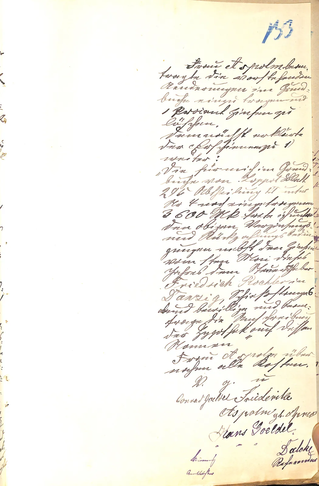 Skan: Protokół sądowy: wdowa Friederike Aspolm jako właścicielka działki (1889) — ujęcie 3 z 3