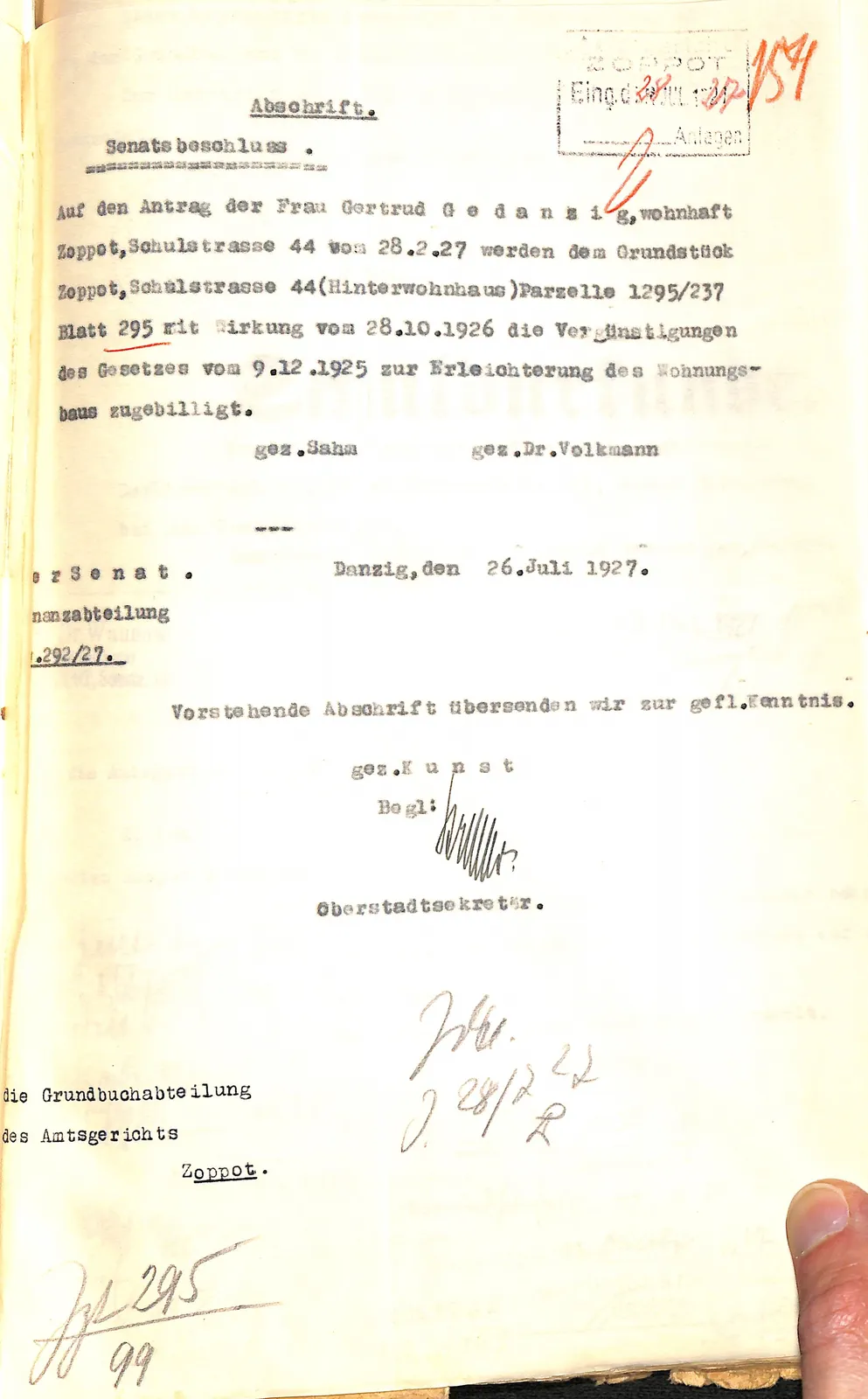 Skan: Uchwała Senatu WMG — ulgi podatkowe dla oficyny mieszkalnej (Hinterwohnhaus)