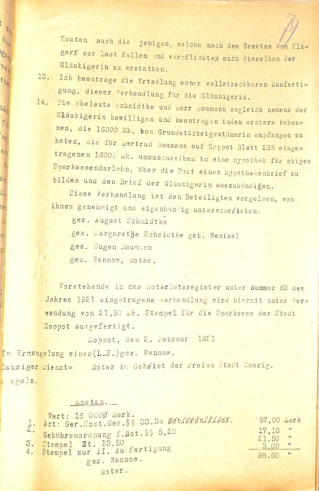Skan: Akt dłużny i przekształceniowy hipoteki 16 000 M — wierzyciele Schmidtke — ujęcie 5 z 6