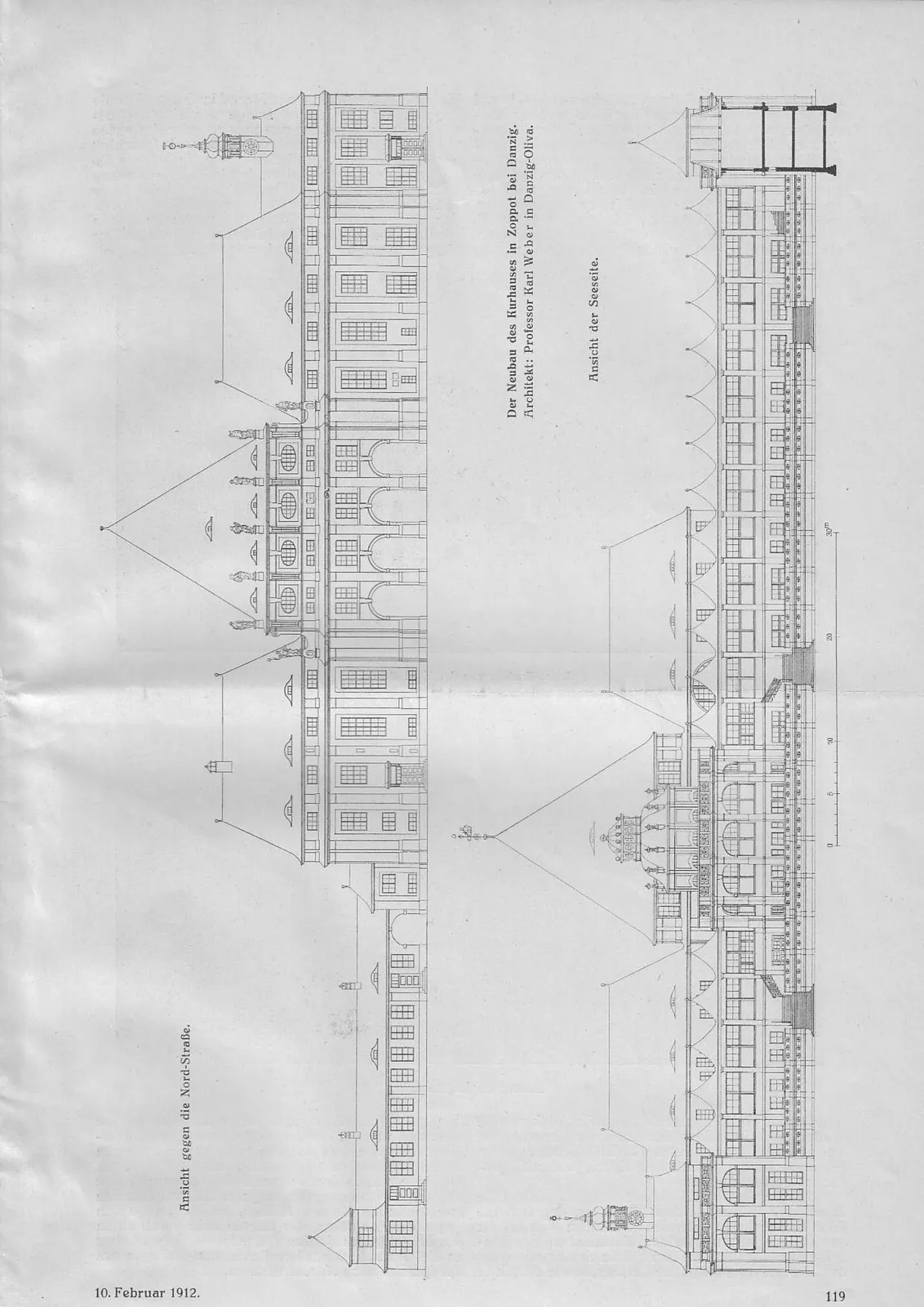 Skan: „Deutsche Bauzeitung” 1912 — budowa Domu Zdrojowego w Sopocie 1909–1910 — ujęcie 3 z 8