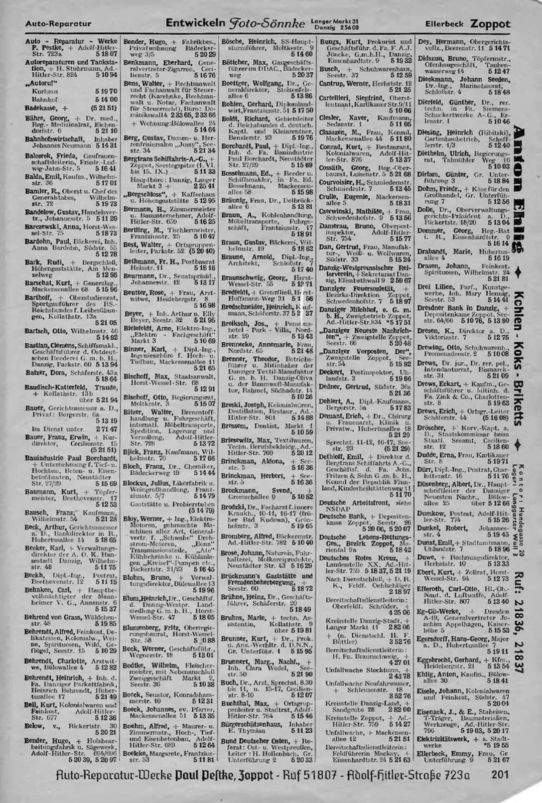 Skan: Książka telefoniczna okręgu gdańskiego 1942 — część sopocka — ujęcie 4 z 10