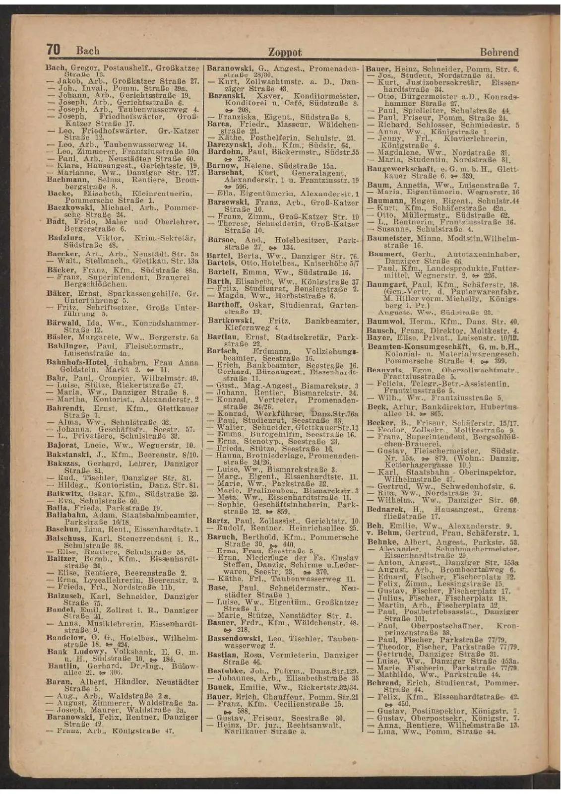 Skan: Księga adresowa Gdańska 1928, część sopocka — Schulstraße 44 — ujęcie 3 z 6