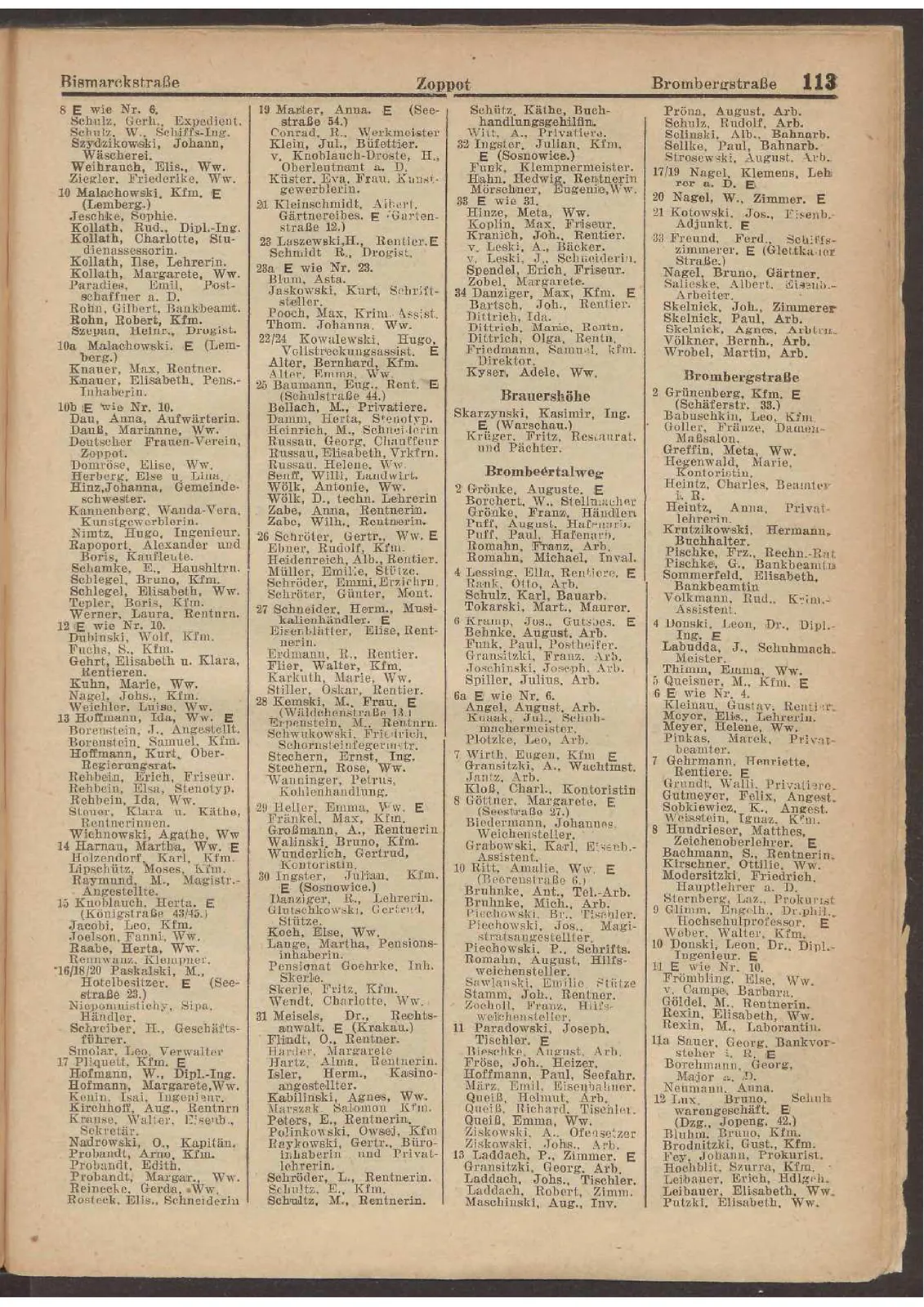 Skan: Księga adresowa Gdańska 1928, część sopocka — Schulstraße 44 — ujęcie 5 z 6
