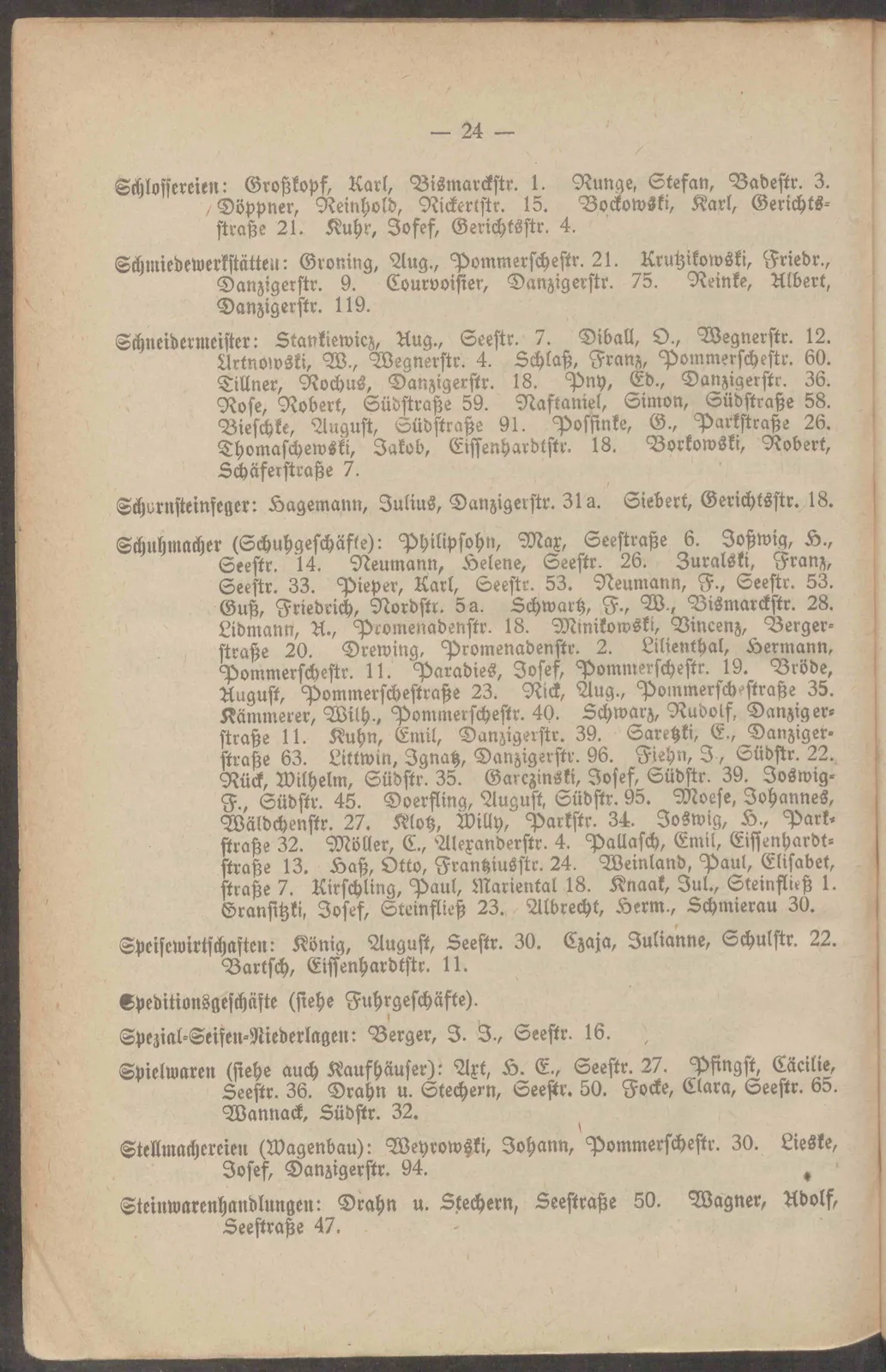 Skan: Księga adresowa Sopotu 1906 — osoby, branże i reklamy — ujęcie 14 z 16