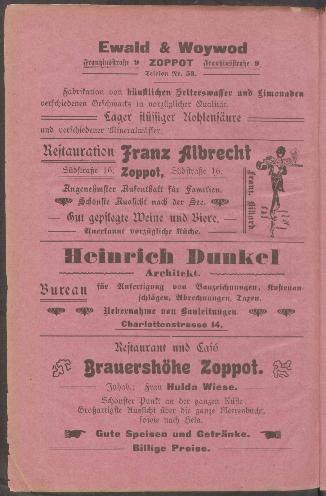 Skan: Księga adresowa Sopotu 1906 — osoby, branże i reklamy — ujęcie 16 z 16