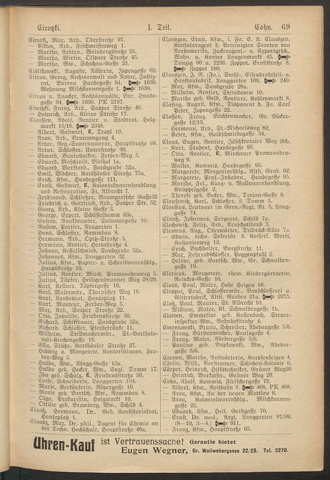 Skan: Księgi adresowe Gdańska 1897–1925 — wpisy osób związanych z domem — ujęcie 10 z 13