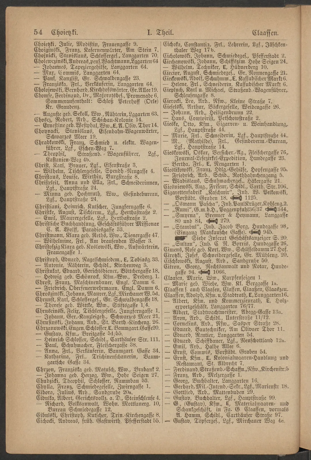 Skan: Księgi adresowe Gdańska 1897–1925 — wpisy osób związanych z domem — ujęcie 3 z 13