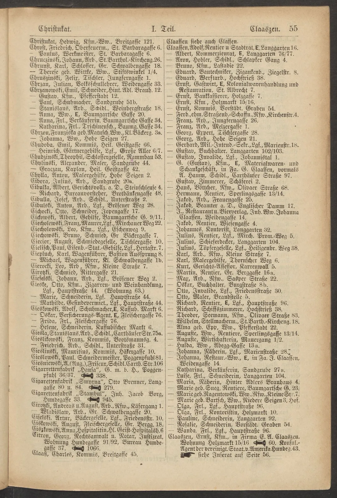 Skan: Księgi adresowe Gdańska 1897–1925 — wpisy osób związanych z domem — ujęcie 7 z 13