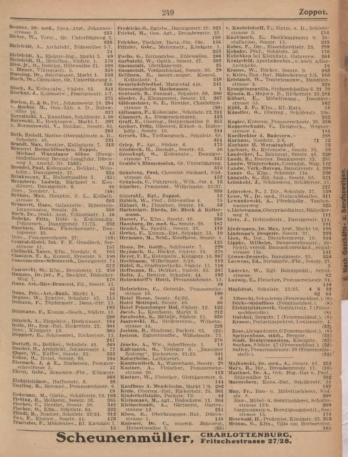 Skan: Spis abonentów telefonicznych 1914 — Sopot: Schmidtke, Wolschon, Dunkel — ujęcie 6 z 7