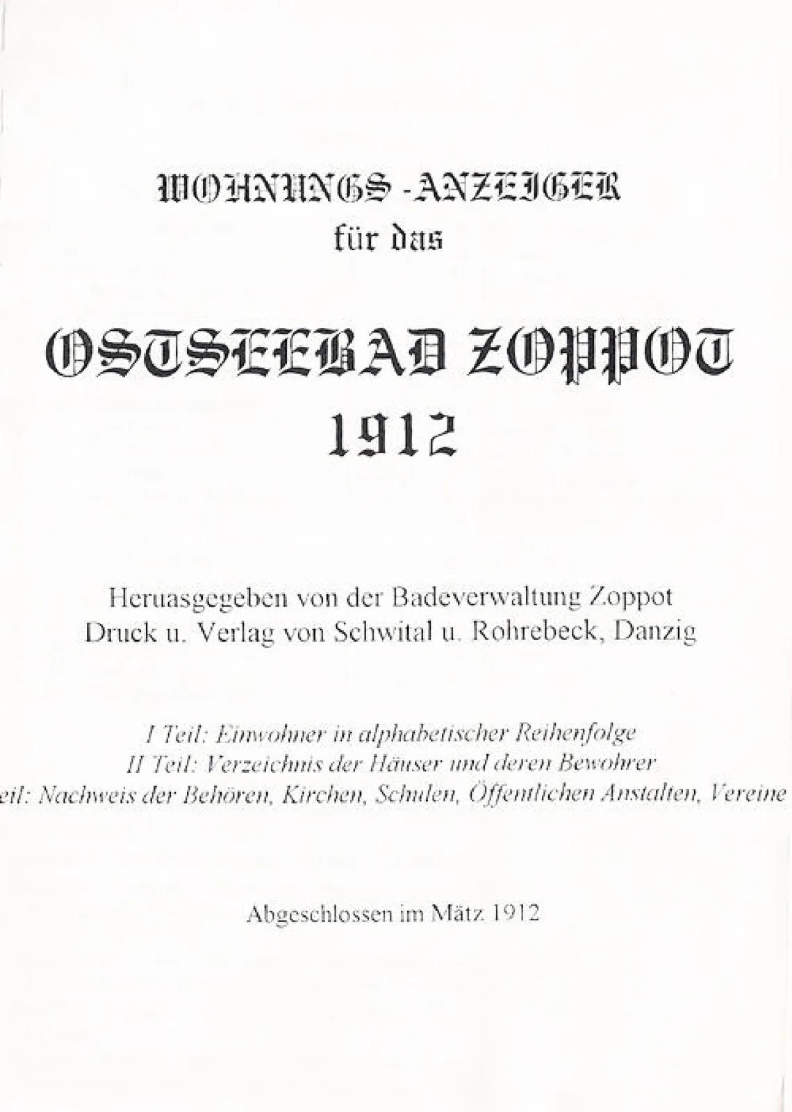 Skan: Wohnungs-Anzeiger Sopotu 1912 — pierwszy skład lokatorów po budowie — ujęcie 1 z 3