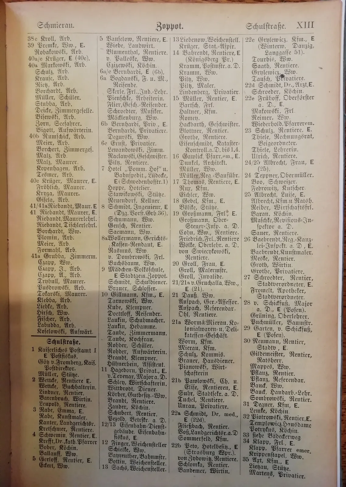 Skan: Spis ulic — Schulstraße 1–35 (bez nr 44), s. XIII