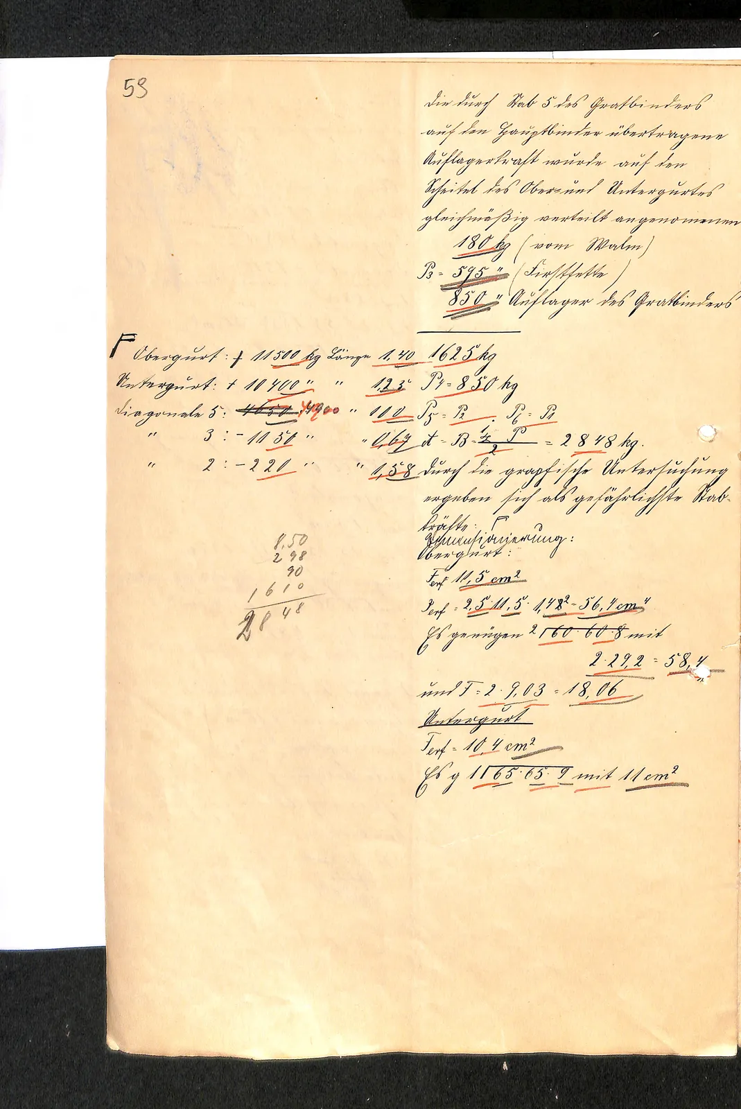 Skan: Dach świetlika — obliczenia statyczne, 7 stron (2–3 XI 1909) — ujęcie 6 z 7