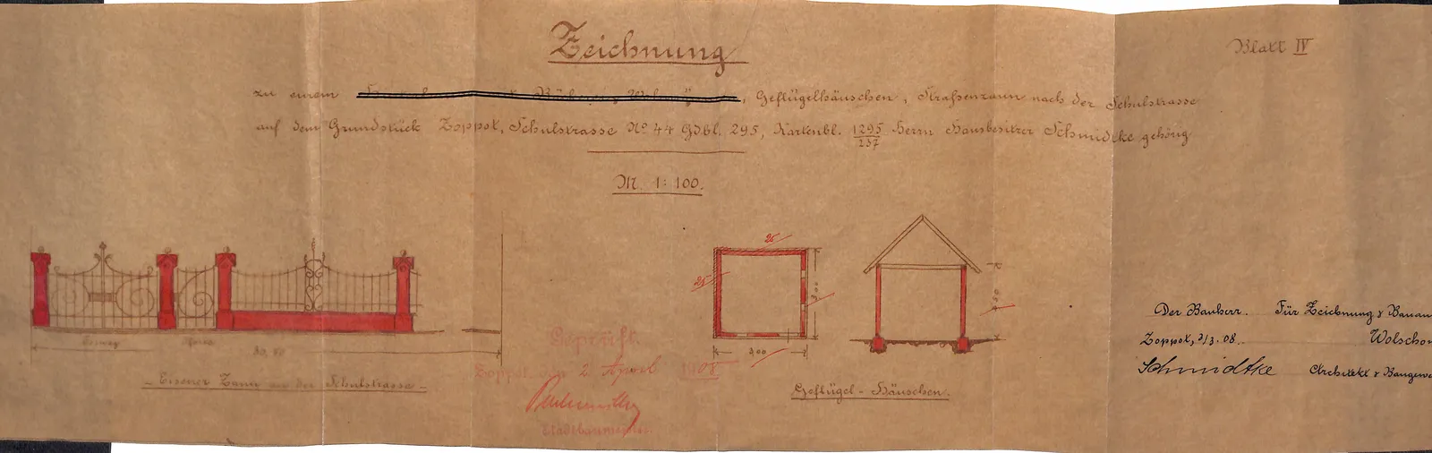 Skan: Ogrodzenie od ulicy i kurnik (2 III 1908) — ujęcie 1 z 2