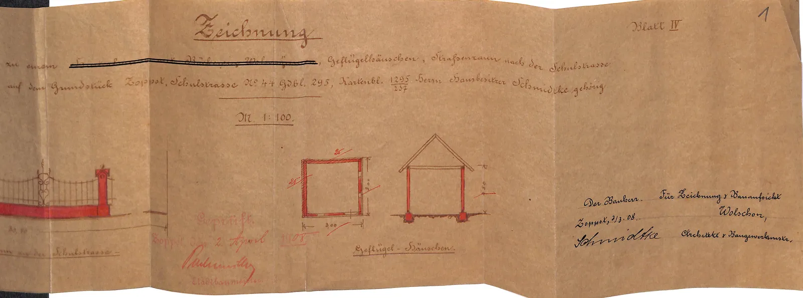 Skan: Ogrodzenie od ulicy i kurnik (2 III 1908) — ujęcie 2 z 2